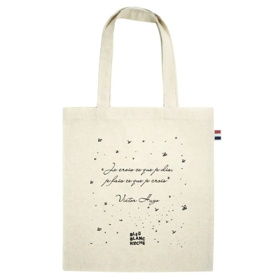 bleu-blanc-ruche-totebag-coton-r-utilisable-citation-victor-hugo-fabriqu-en-fran image 1