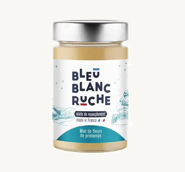 bleu-blanc-ruche-miel-de-fleurs-de-printemps-pot-de-250-g-doux-polyvalent-facile image 1