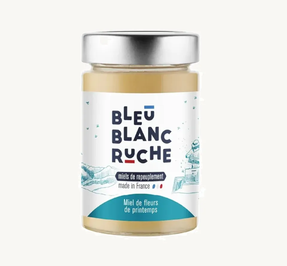 bleu-blanc-ruche-miel-de-fleurs-de-printemps-pot-de-250-g-doux-polyvalent-facile image 1