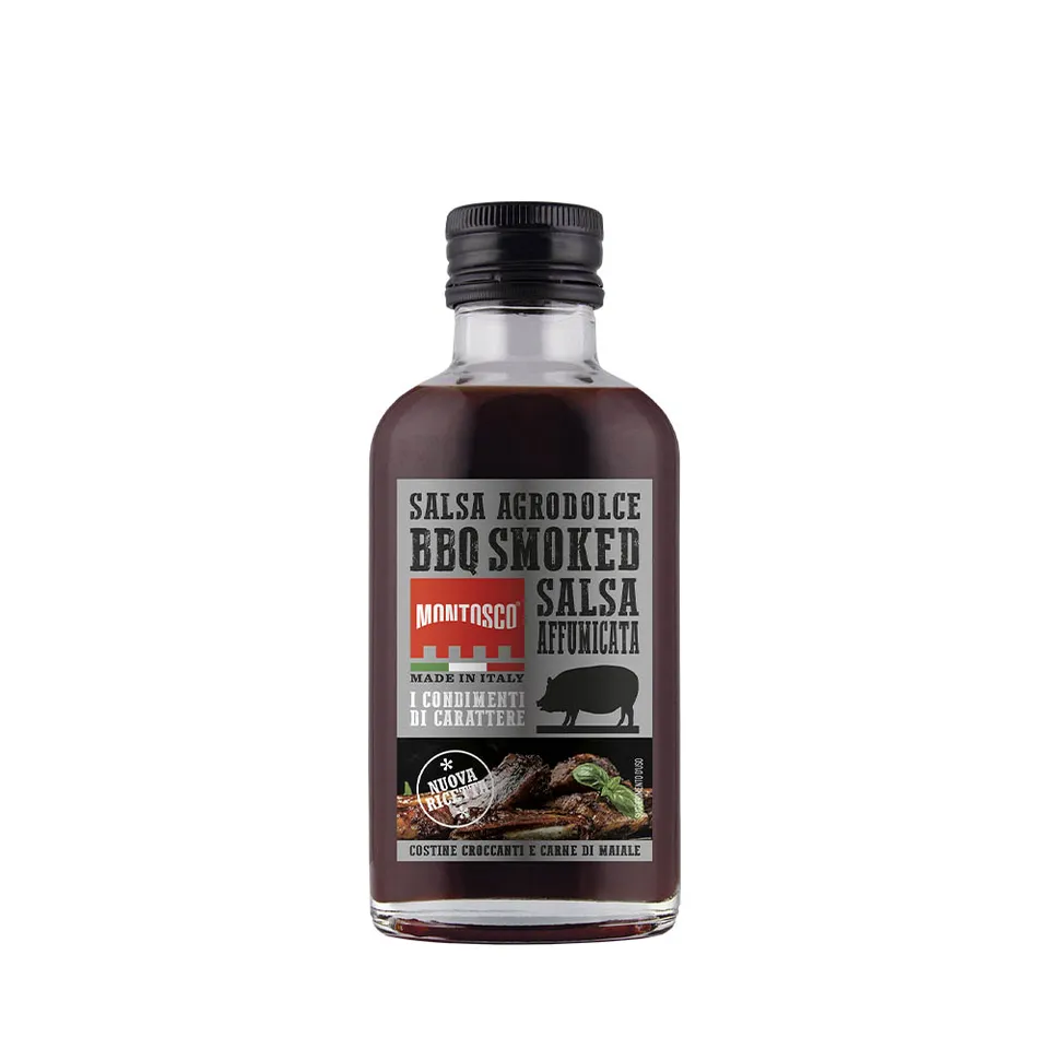 montosco-salsa-agrodolce-bbq-smoked-sauce-barbecue-fum-e-sucr-e-acidul-e-ligne-b image 1