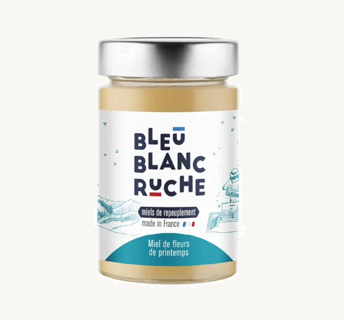 bleu-blanc-ruche-miel-de-fleurs-de-printemps-pot-de-250-g-doux-polyvalent-facile image 1