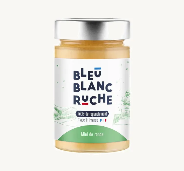 bleu-blanc-ruche-miel-de-ronce-pot-de-250-grammes-doux-et-fruit image 1
