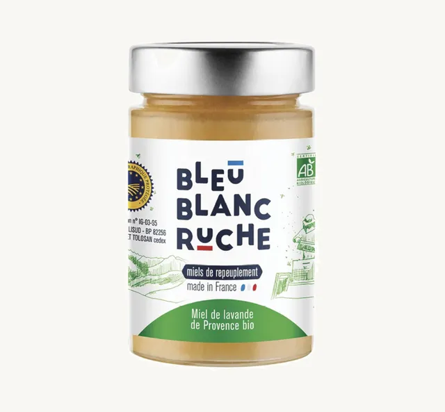 bleu-blanc-ruche-miel-de-lavande-bio-pot-de-250-grammes-igp-r-colte-de-provence image 1