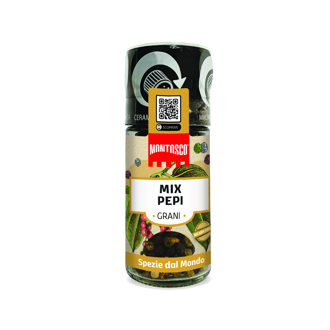 montosco-mix-pepi-grani-macinino-basic-m-lange-de-poivres-en-grains-avec-moulin image 1