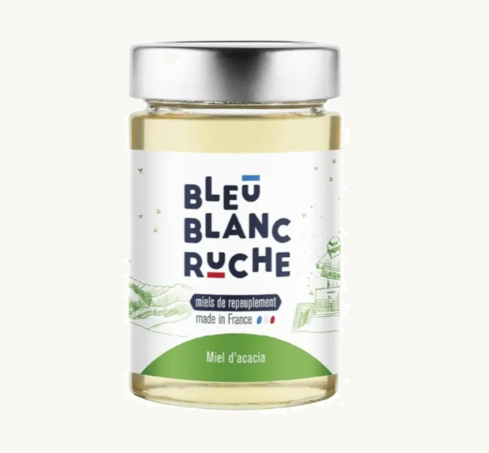 bleu-blanc-ruche-miel-d-acacia-pot-de-250-grammes-origine-france image 1