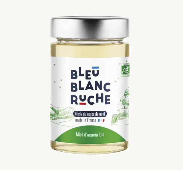 bleu-blanc-ruche-miel-d-acacia-bio-france-pot-250-g image 1