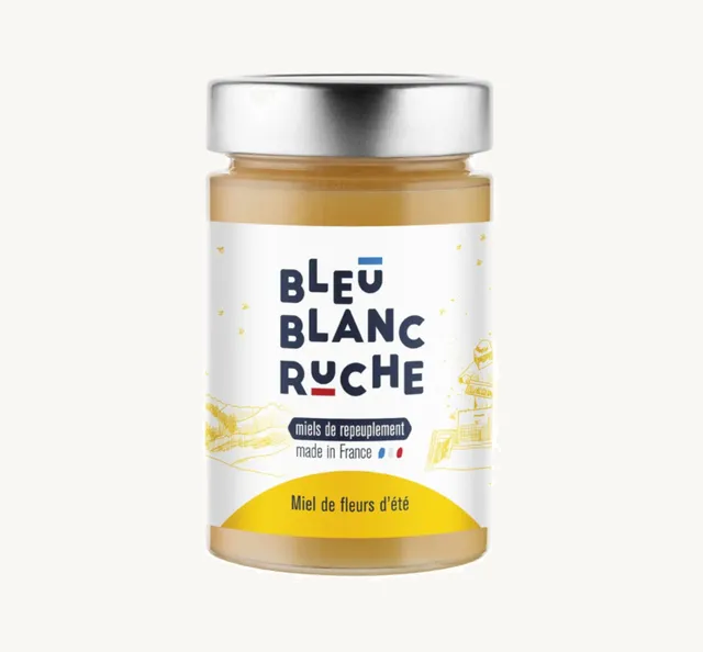 bleu-blanc-ruche-miel-de-fleurs-d-t-pot-de-250-g-tournesol-cr-meux-et-facile-tar image 1